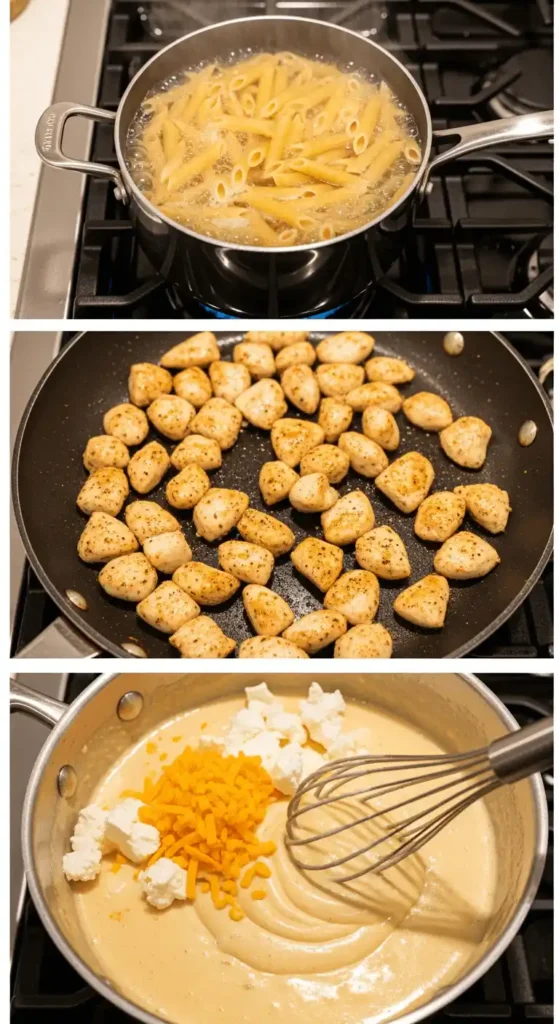 Cooking process of Crack Chicken Penne