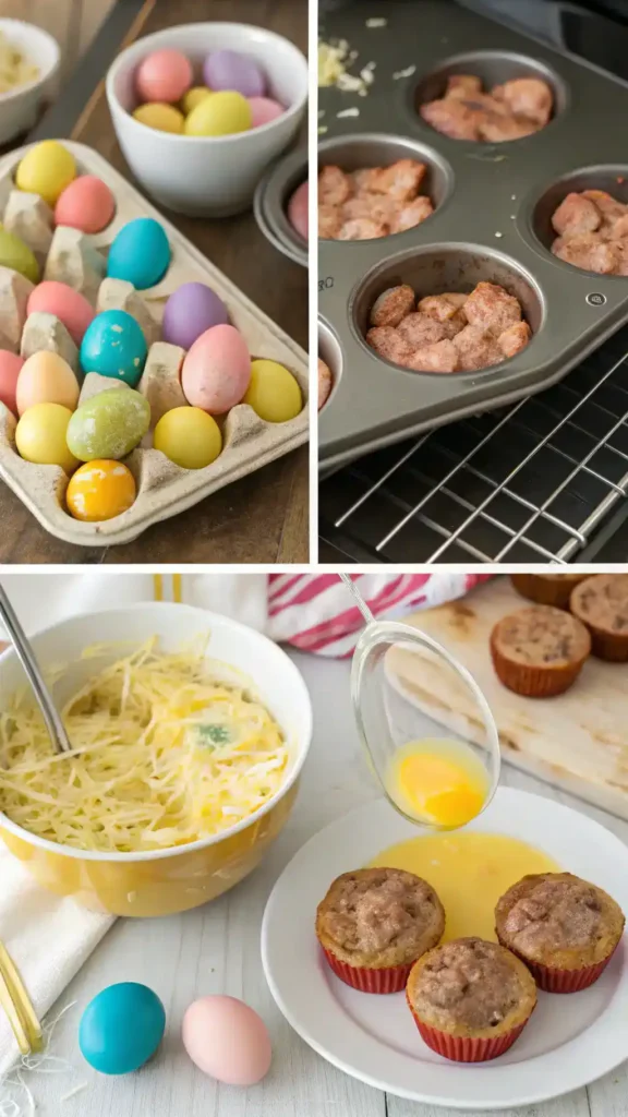 Making Easter Eggs & Sausage Muffins