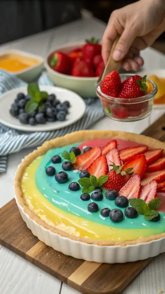 Preparing Easter Jell-O Pie