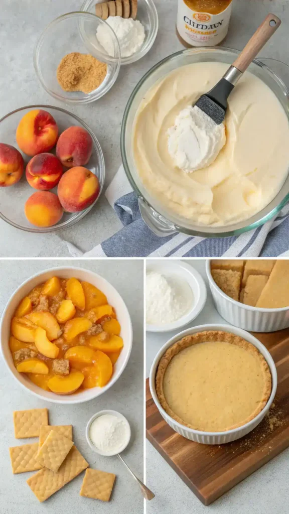 Making Peach Cobbler Cheesecake