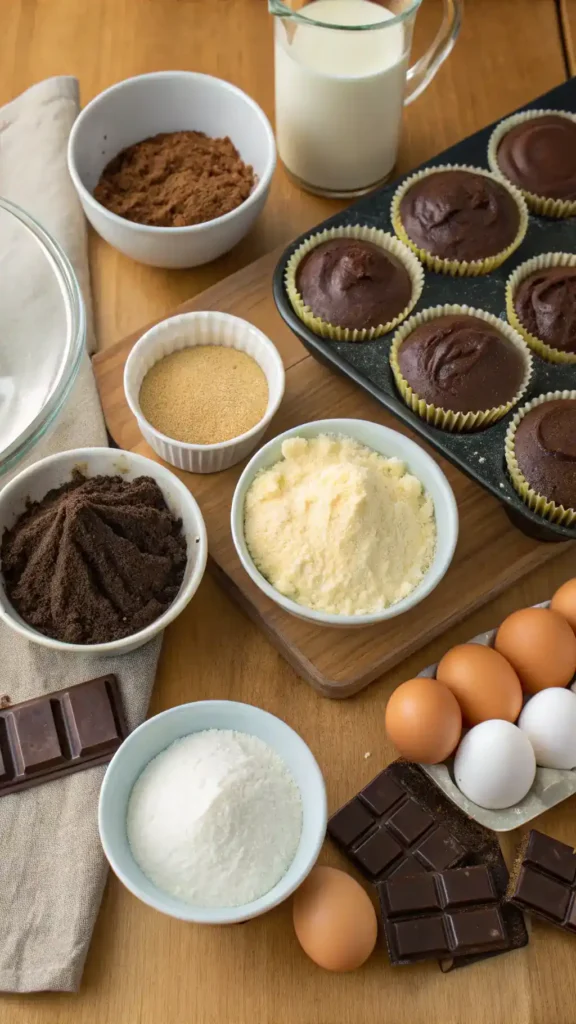 Ingredients for Boston Cream Pie Cupcakes