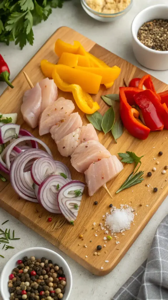 Fresh ingredients for Chicken Kebabs