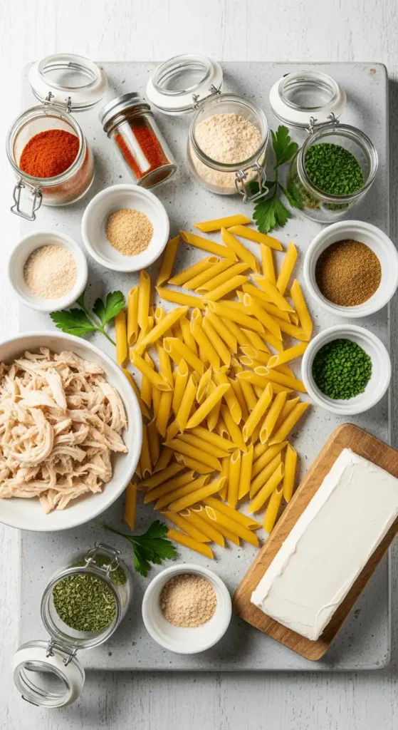 Ingredients for Crack Chicken Penne
