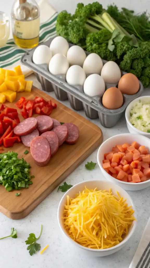 Ingredients for Easter Eggs & Sausage Muffins
