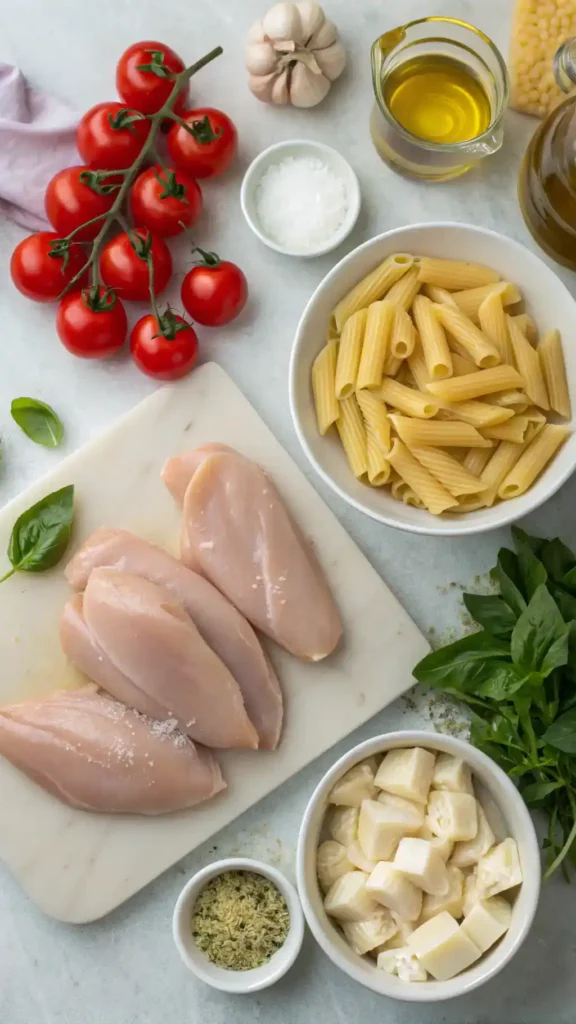 Ingredients for Garlic Parmesan Chicken Rigatoni