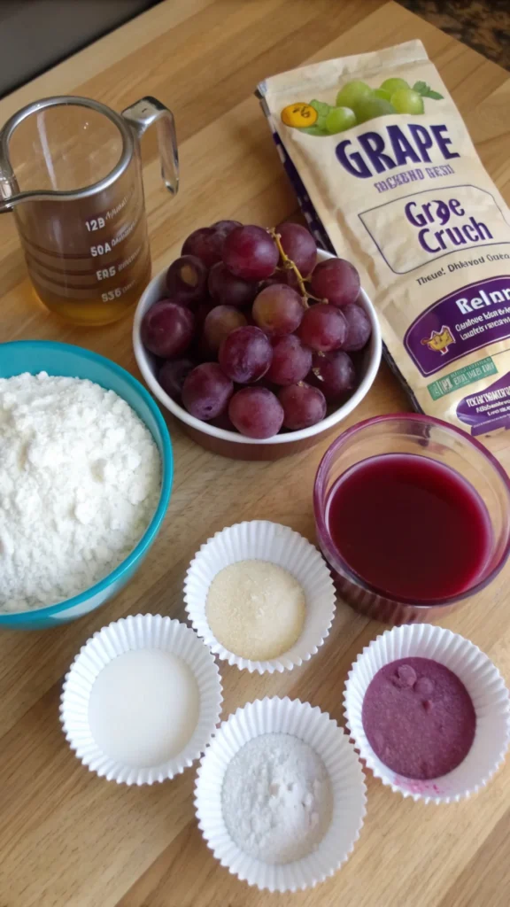 Ingredients for Luscious Grape Crush Cupcakes