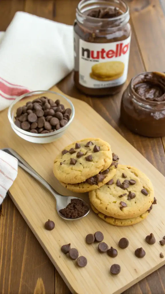 Nutella Stuffed Chocolate Chip Cookie Sandwiches