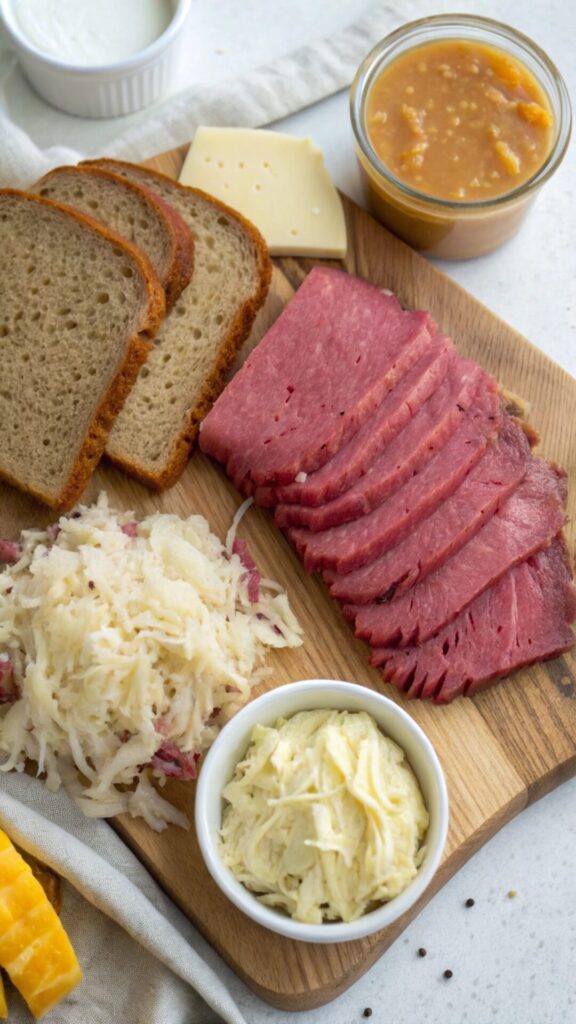 Ingredients for Reuben Sandwich
