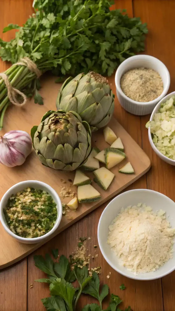 Ingredients for Stuffed Artichoke Casserole