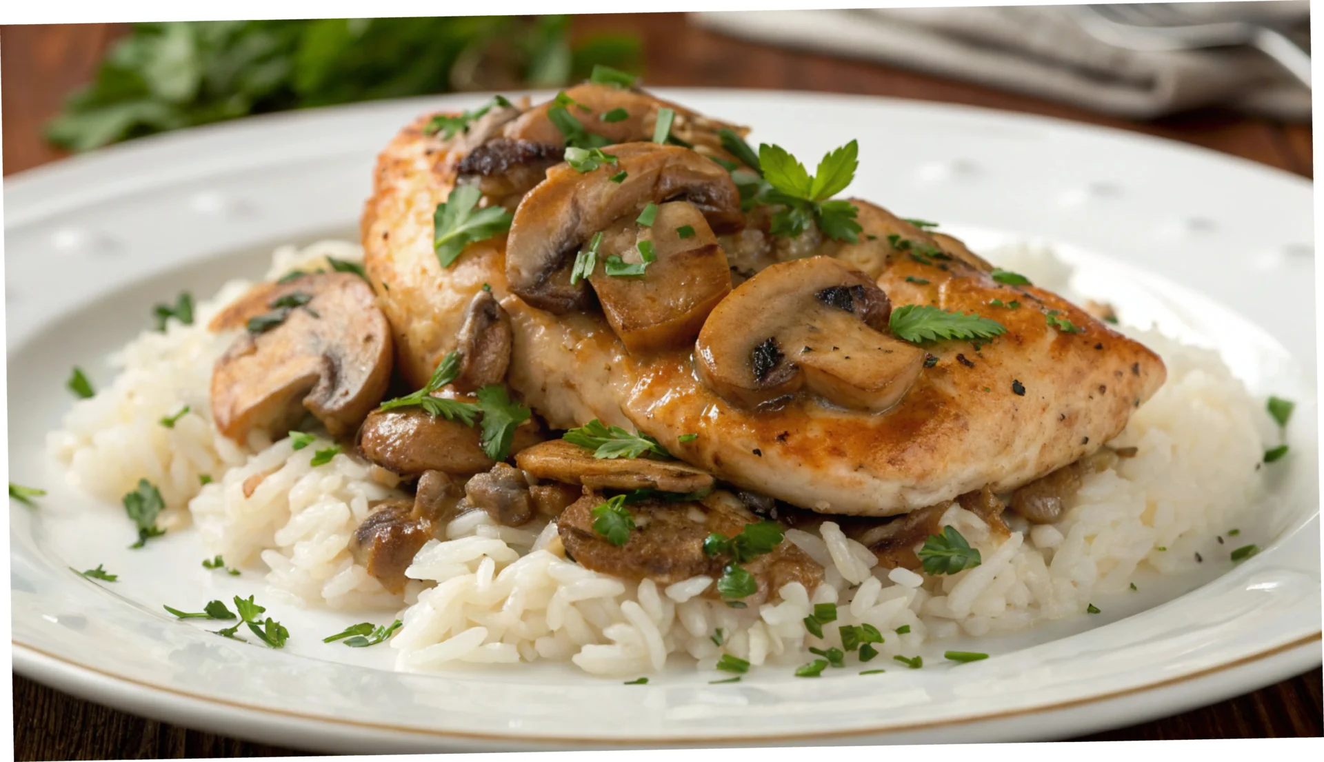 Juicy Tender Chicken with Mushrooms