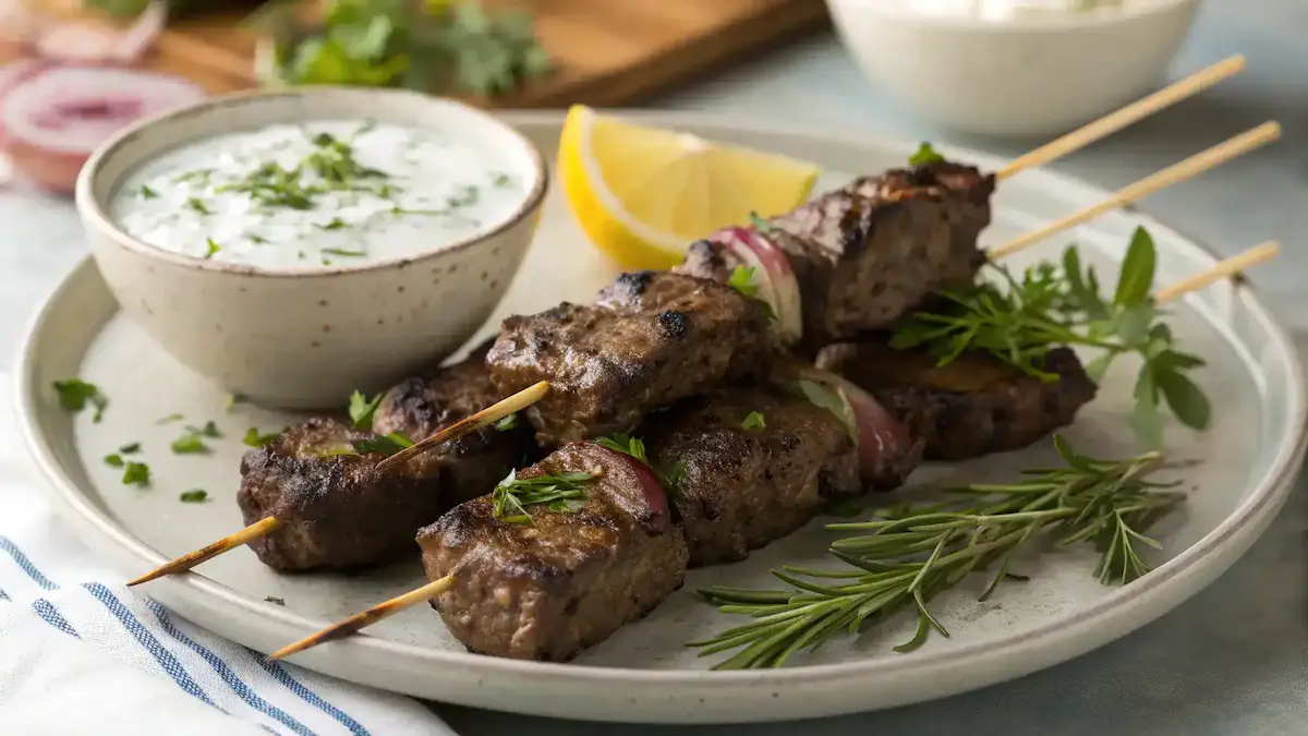 Consider serving them with a refreshing tzatziki sauce, a side of couscous, or a fresh Greek salad. These sides complement the skewers perfectly and enhance the Mediterranean experience.