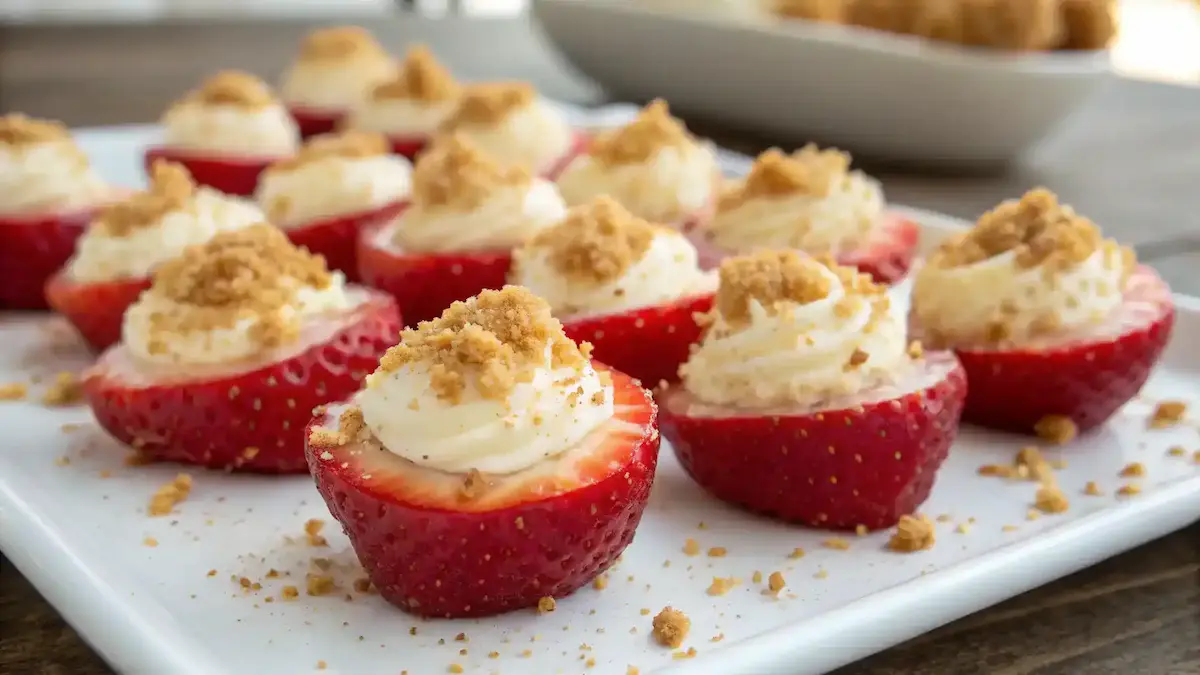 Delicious Mini Cheesecake-Stuffed Strawberries
