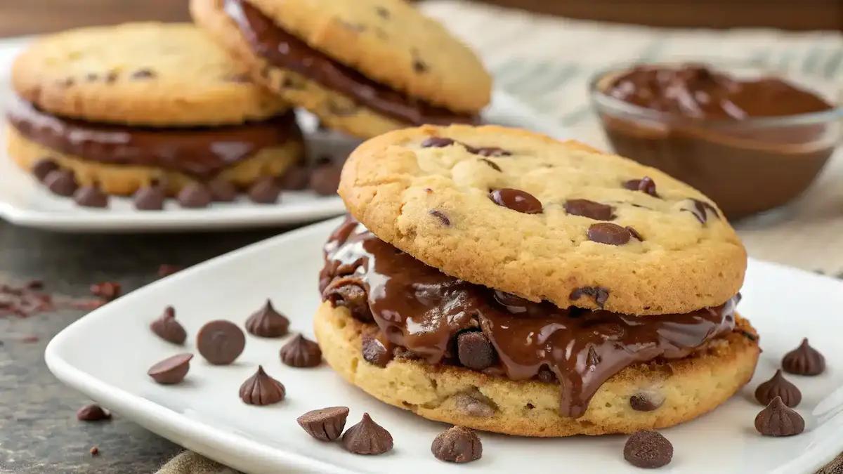 Nutella Stuffed Chocolate Chip Cookie Sandwiches