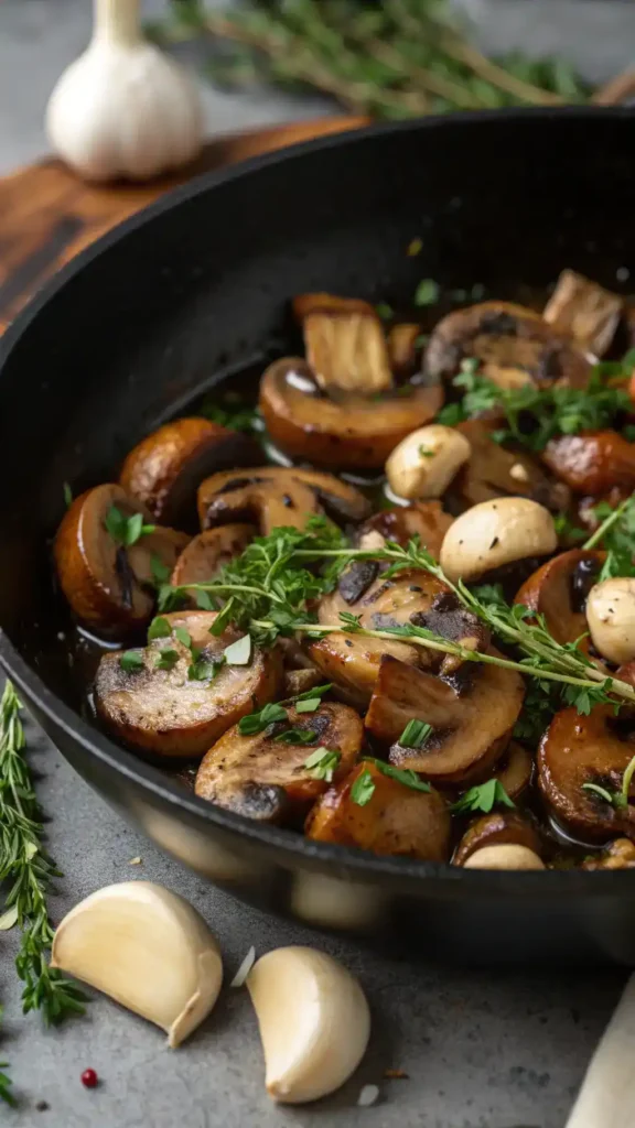 Sautéing mushrooms for Sauce David