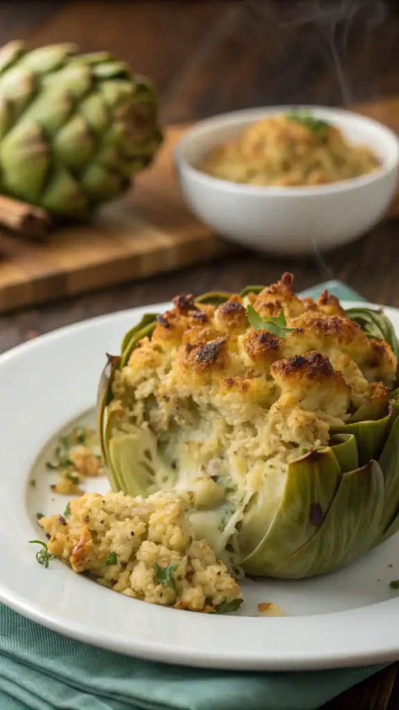 Serving of Stuffed Artichoke Casserole