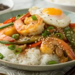 Plated Shrimp And Egg Stir Fry