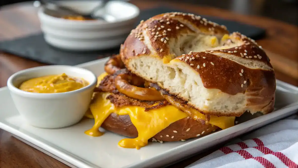 Warm Pretzel Cheese Sandwich